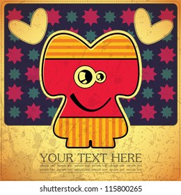 Monster on retro background