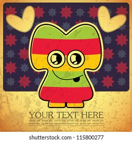 Monster on retro background