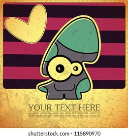 Monster on retro background