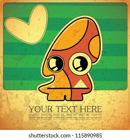 Monster on retro background