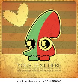 Monster on retro background