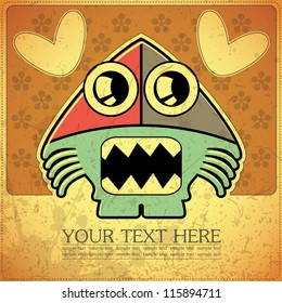 Monster on retro background