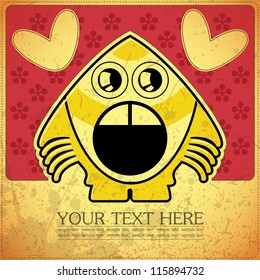 Monster on retro background
