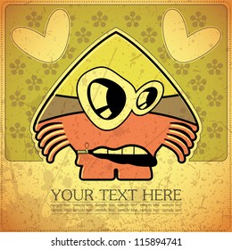 Monster on retro background
