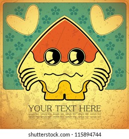 Monster on retro background