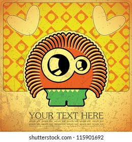 Monster on retro background