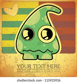 Monster on retro background