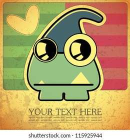 Monster on retro background