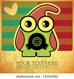 Monster on retro background