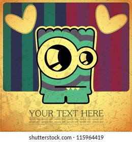 Monster on retro background