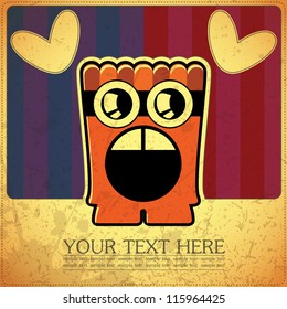 Monster on retro background