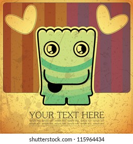 Monster on retro background