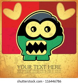 Monster on retro background