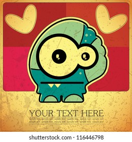 Monster on retro background