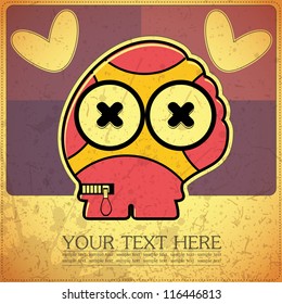 Monster on retro background