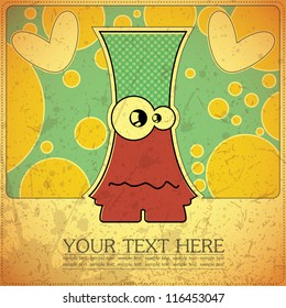 Monster on retro background
