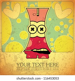 Monster on retro background