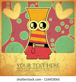 Monster on retro background