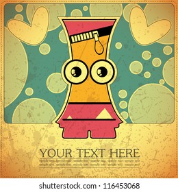 Monster on retro background