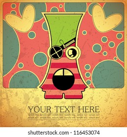 Monster on retro background