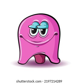 Monster on white background. Pink monster. Cartoon illustration. Hand drawn. Vector illustration.