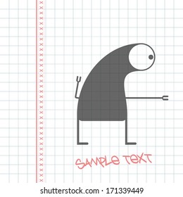 Monster on white paper