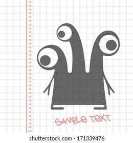 Monster on white paper