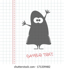 Monster on white paper