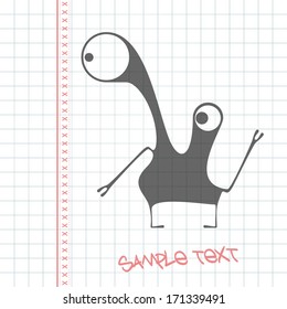 Monster on white paper