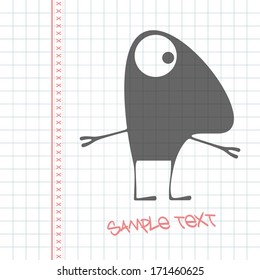 Monster on white paper