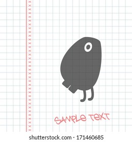 Monster on white paper