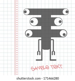 Monster on white paper