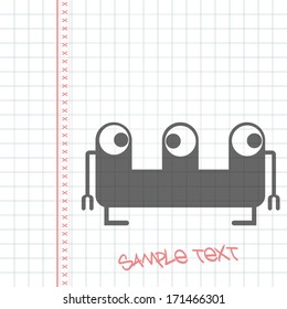 Monster on white paper
