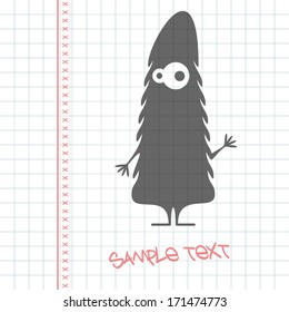 Monster on white paper