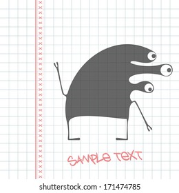 Monster on white paper