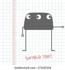 Monster on white paper