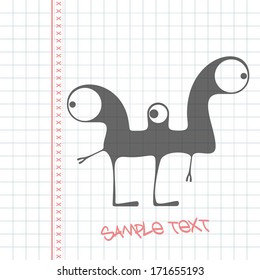 Monster on white paper