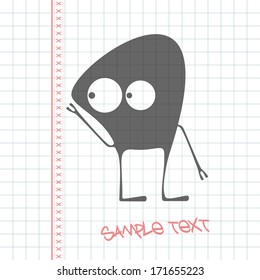 Monster on white paper