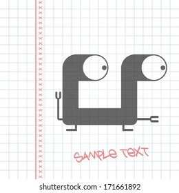 Monster on white paper