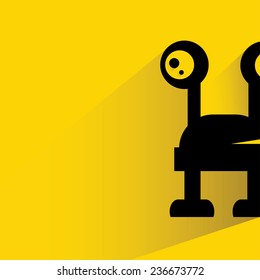 monster on yellow background, flat and shadow theme
