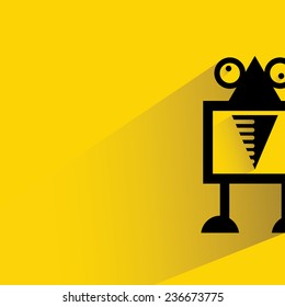 monster on yellow background, flat and shadow theme