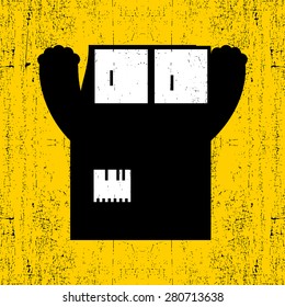 monster on yellow grunge background. Vector illustration