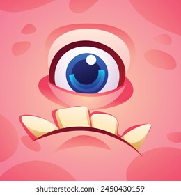 Monster with one eye cartoon character face expression. Vector illustration