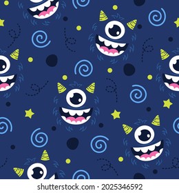 Monster one eye pattern illustration design
