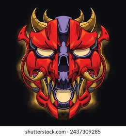 Monster Onimask Skull Mecha Design: Logo, Mascot, Sticker, T-Shirt, Tattoo