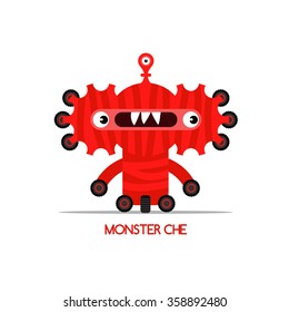 Monster orange Che cartoon character. Vector illustration