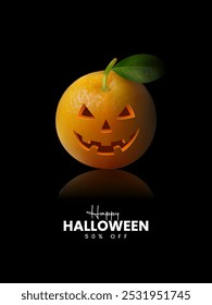 Monster orange on Halloween concept. October holiday, Halloween, creative design, traditions.