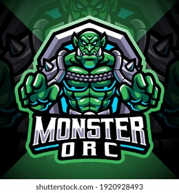 Monster orc esport mascot logo design