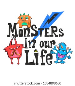 Monster Print Design Slogan Vector Illustration Stock Vector (Royalty ...