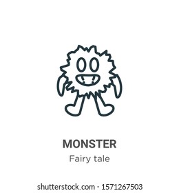 Monster outline vector icon. Thin line black monster icon, flat vector simple element illustration from editable fairy tale concept isolated on white background